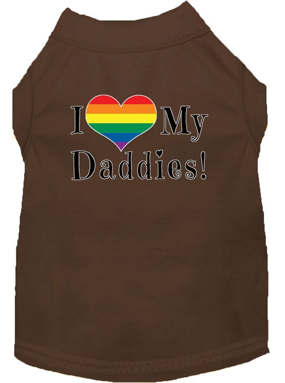 I heart my Daddies Screen Print Dog Shirt Brown XXXL